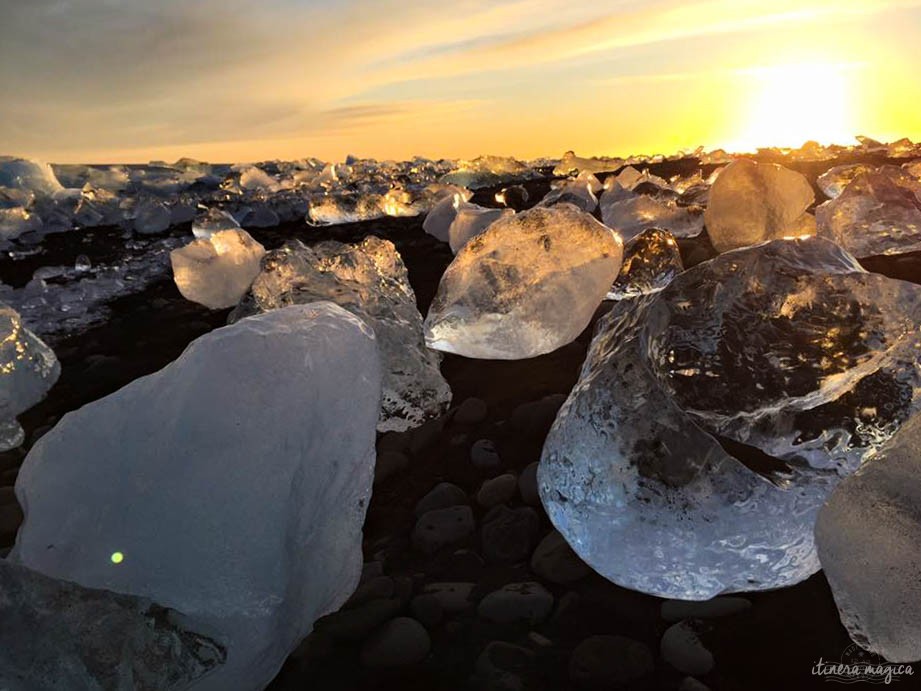 Le lagon glaciaire de Jökulsarlon sous le soleil d'hiver, vu par ma tante Florence.