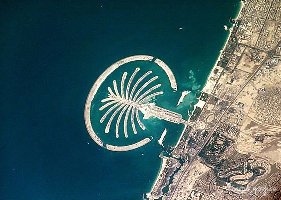 Vision satellite du Palm Jumeirah. Source : Wikipedia Commons.