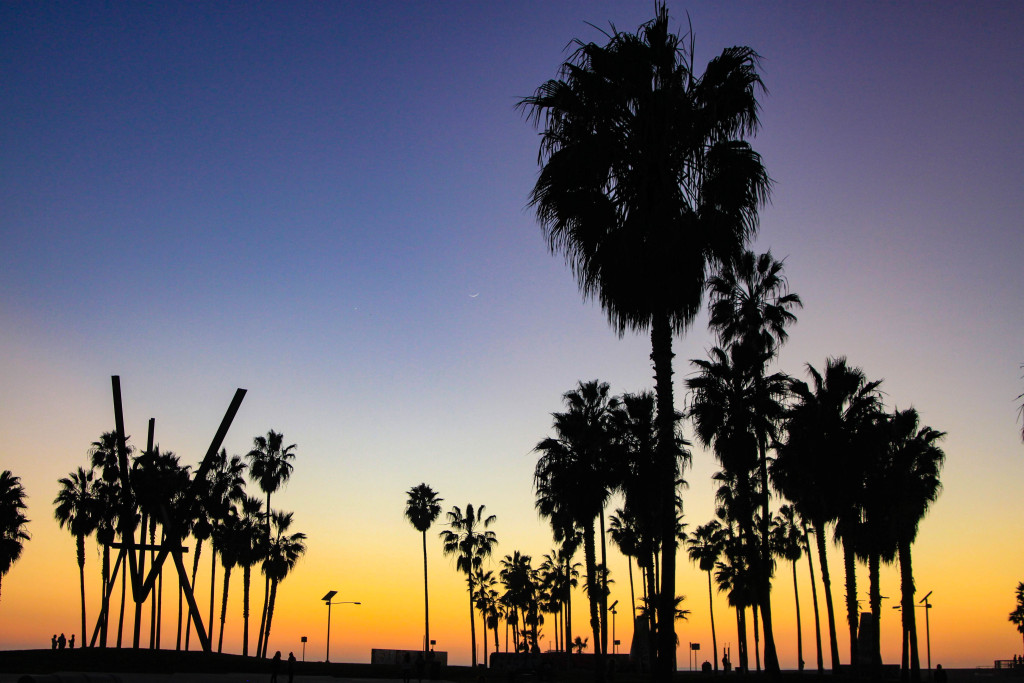 Crépuscule à Venice Beach.