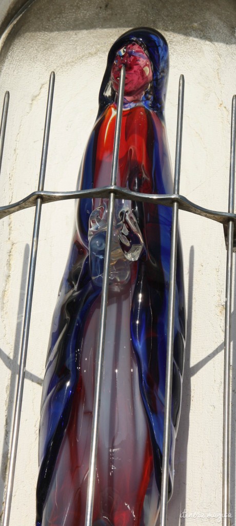 A Virgin Mary in colorful Murano glass.