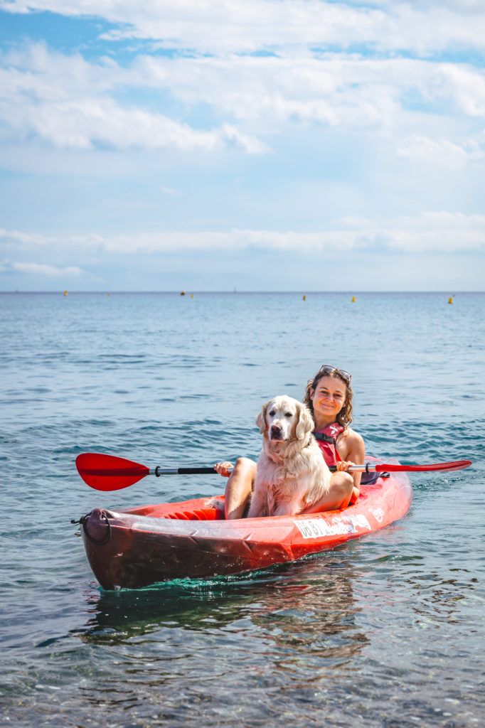 voyager à argelès avec son chien : kayak avec mon chien