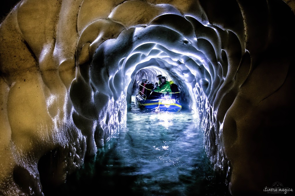 Underground river in an ice cave. Hintertux, Austria. Planning the perfect winter trip to Austria? Best experiences and things to see in the Austrian Alps. 