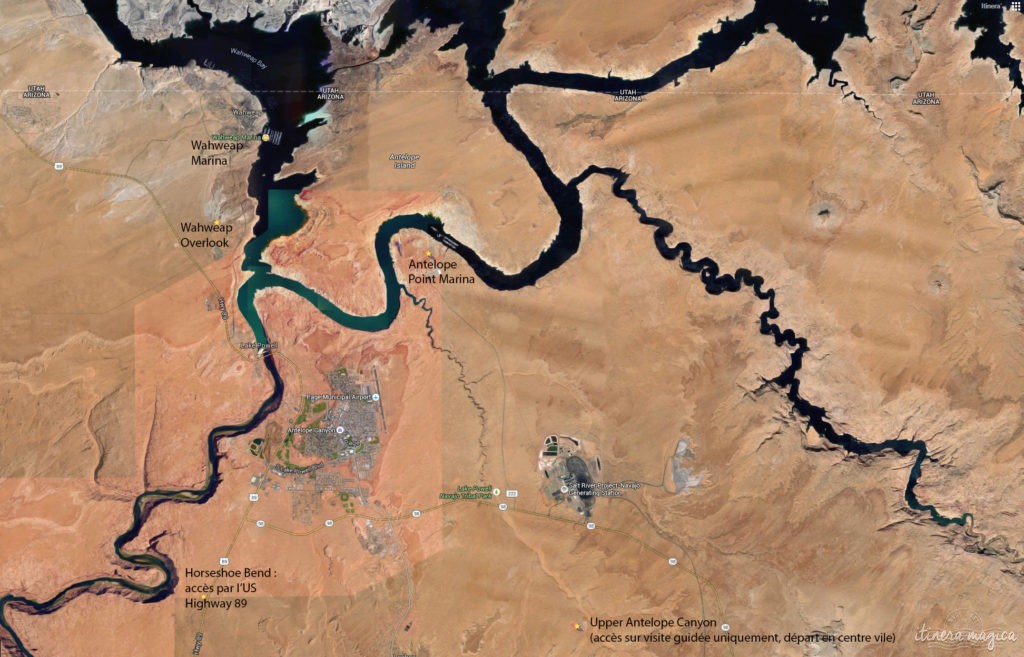 Comment aller à Horseshoe Bend, le plus beau méandre du Colorado, et sur les rives du Lac Powell regorgent de merveilles géologiques. Le road trip continue à Page, Arizona. Itinera Magica