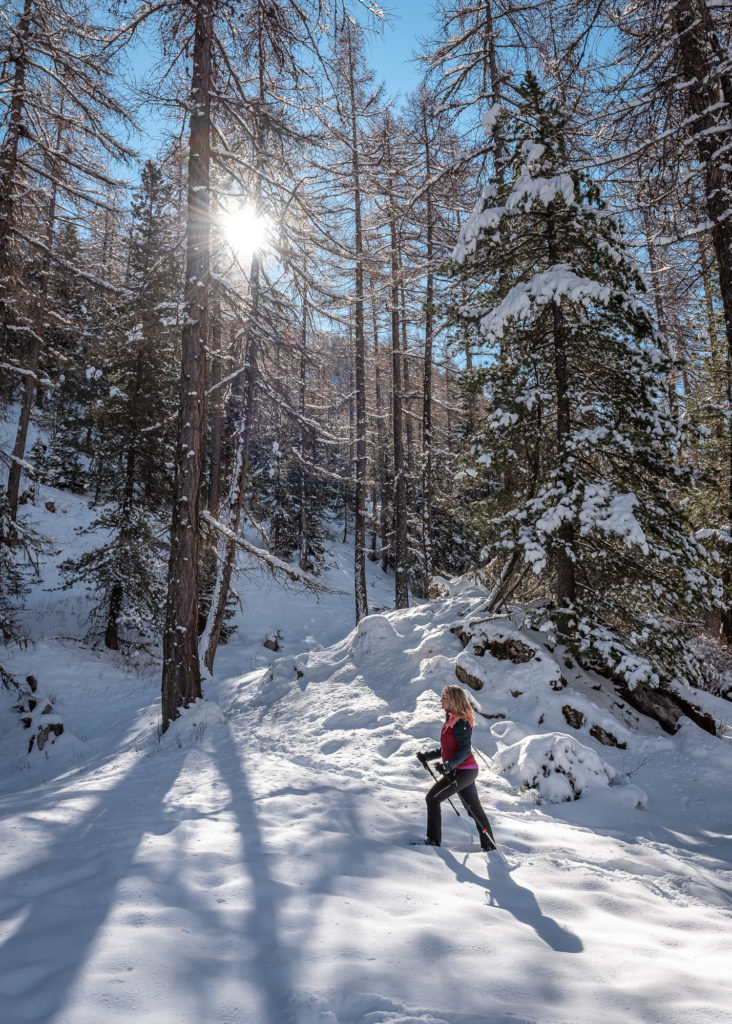 randonnée raquettes aux orres dans la neige